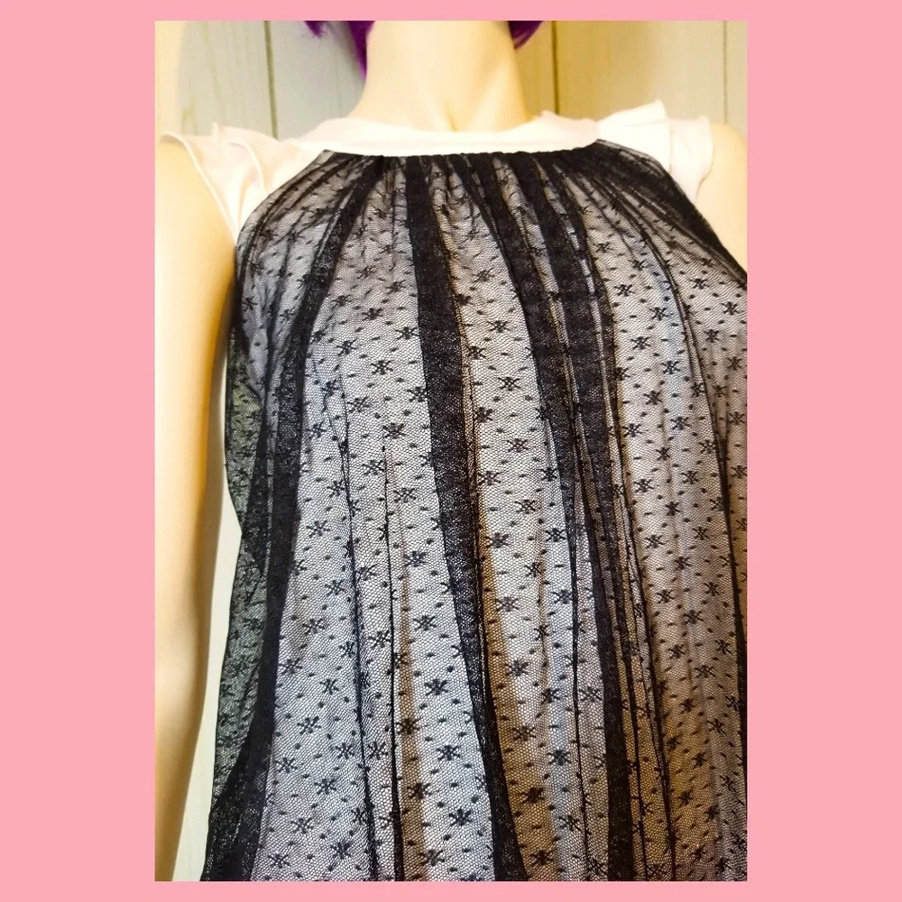 Girl’s Hanna Andersson 2-Tone Sheer Black Pleated Lace Bubble Shift Party Dress